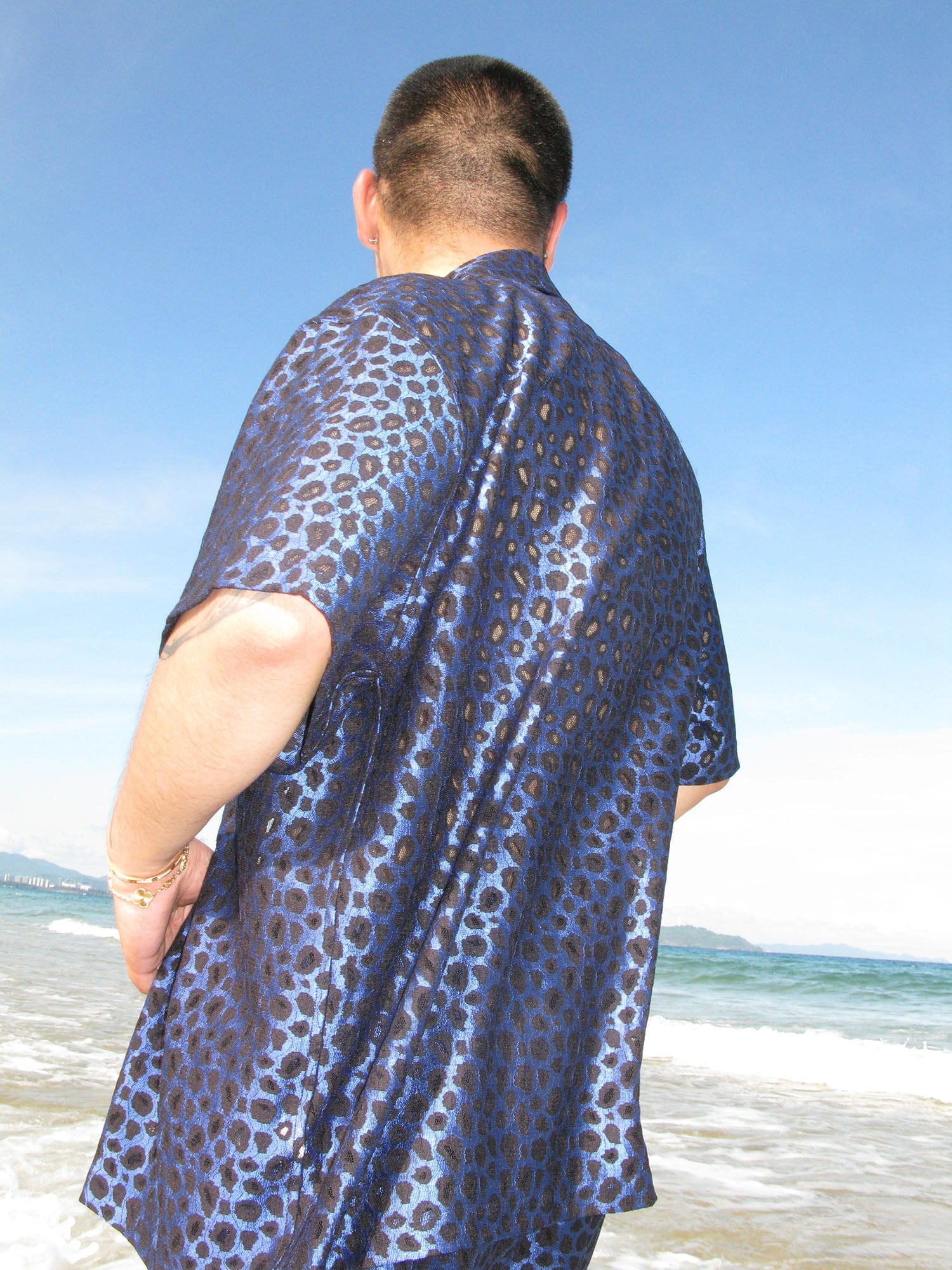 SOURPLUM Leopard Satin Half Shirt