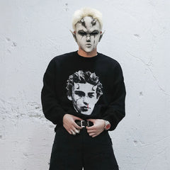 UNDERWATER Demon Portrait Distressed Sweater