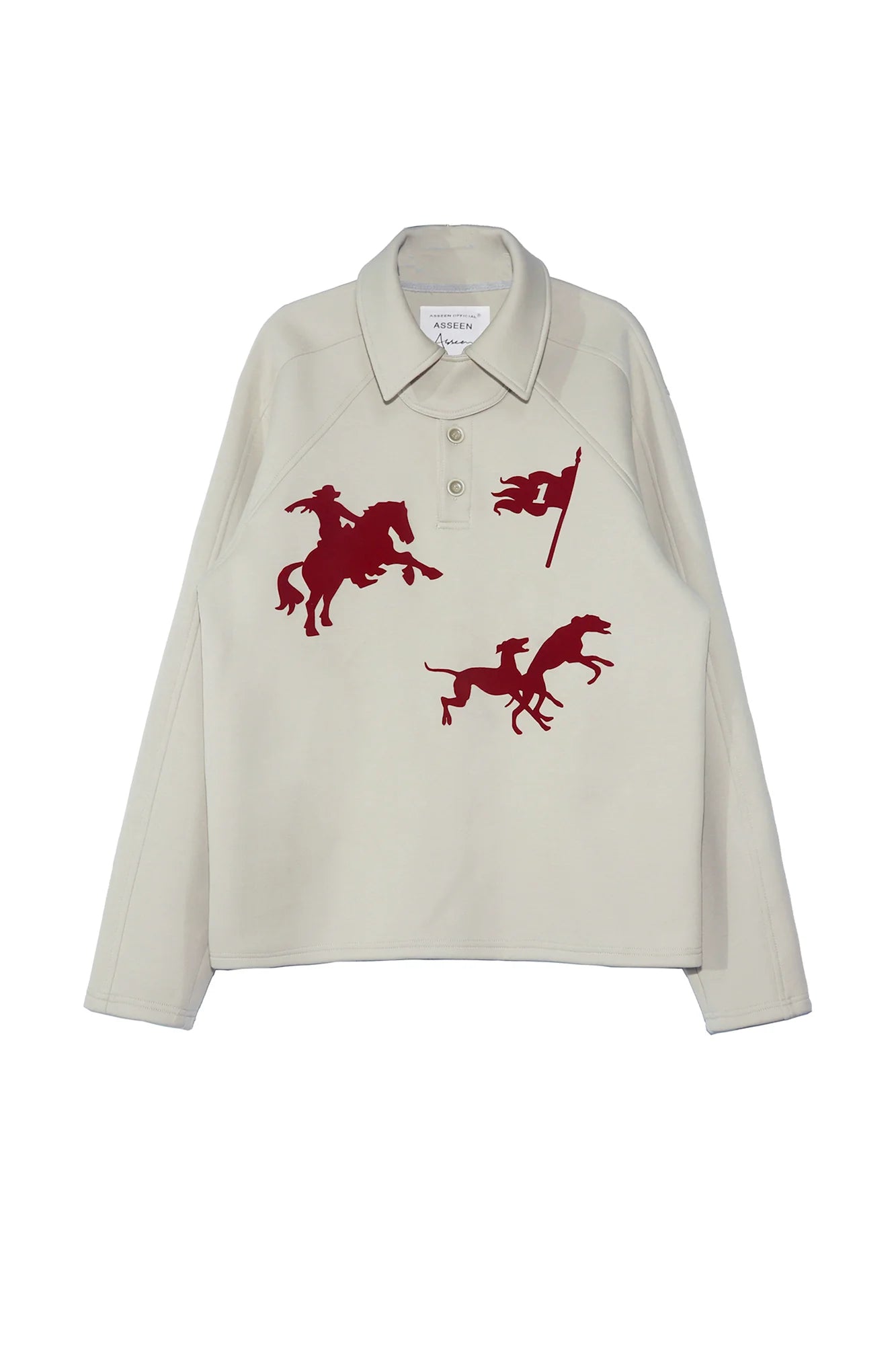 ASSEEN Cowboy Graphic Polo Sweatshirt