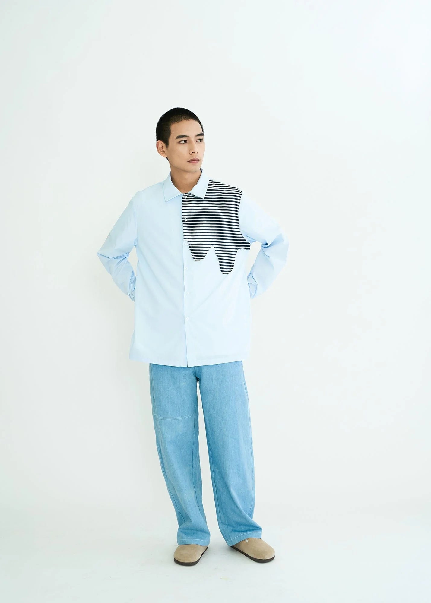 WIID Stripes Asymmetrical Patch Shirt