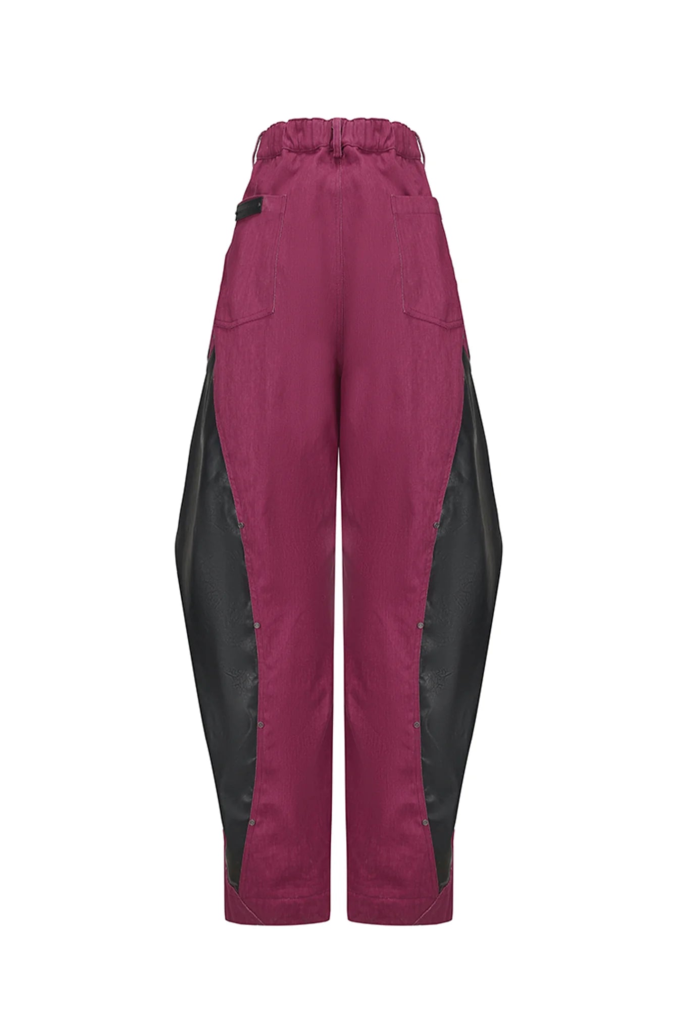 VANN VALRENCE Faux Leather-Paneled Barrel Jeans