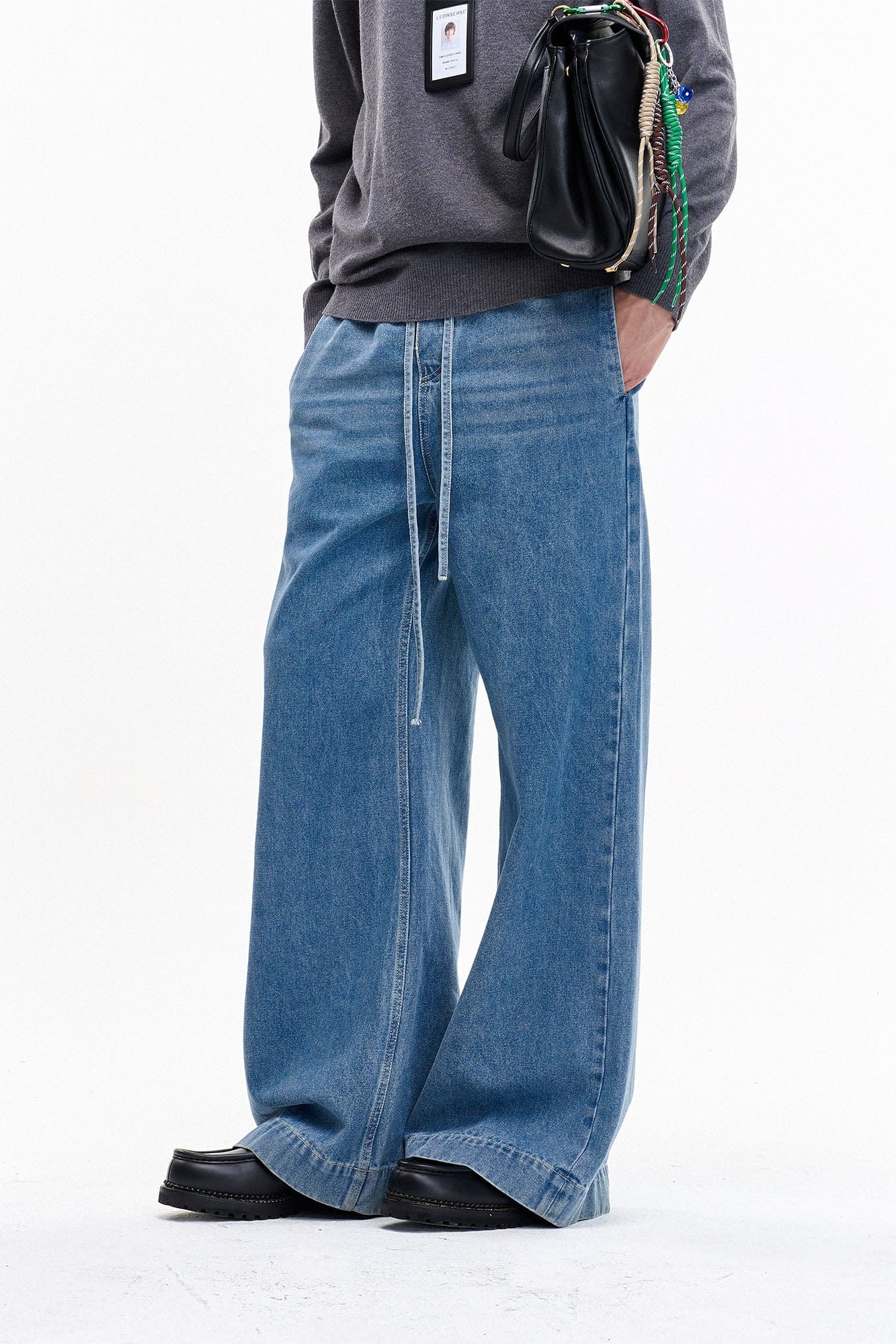LEONSENSE Classical Tencel Drawstring Oversized Jeans