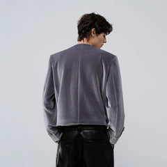FACEONLAB Velvet Operatic Cropped Jacket Gray