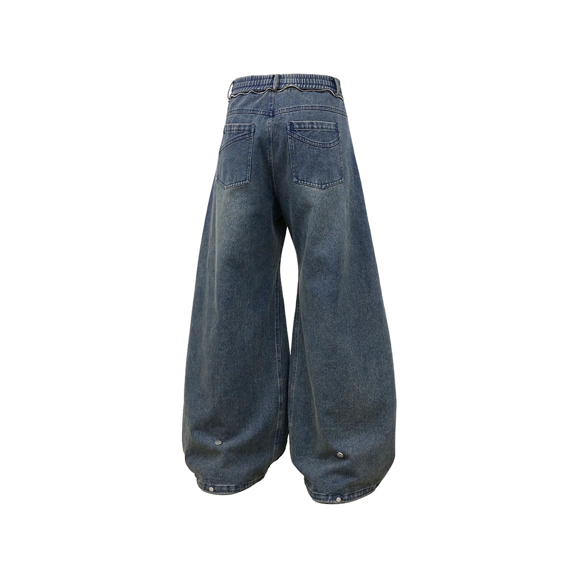 RELABEL Washed Studded Panel Oversized Jeans Blue