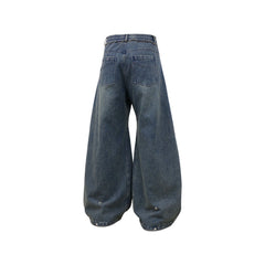 RELABEL Washed Studded Panel Oversized Jeans Blue