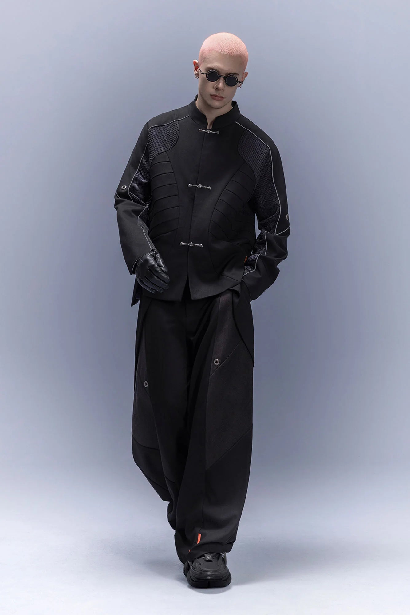 XIPHEVIL Tech Wool-Blend Mandarin Button-Up Jacket