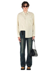 OVERLAPS Washed Knee-Seam Zippered Hem Jeans