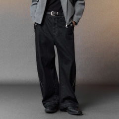 ALVNG AR ANTS Zip-Seam Wide-Leg Denim Trousers