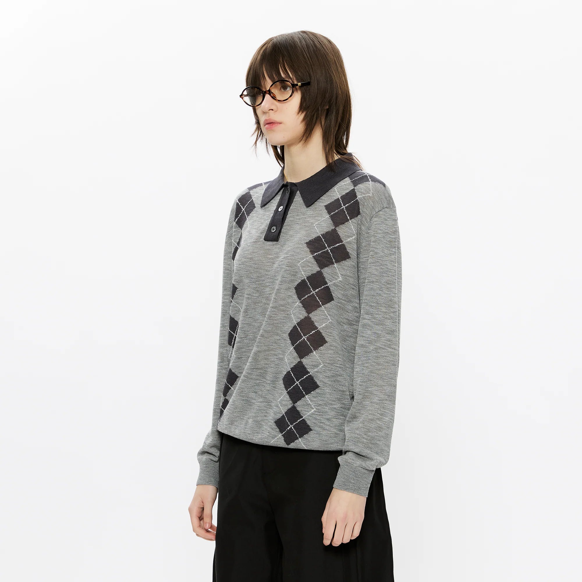 KREATE Retro Argyle Polo Sweater