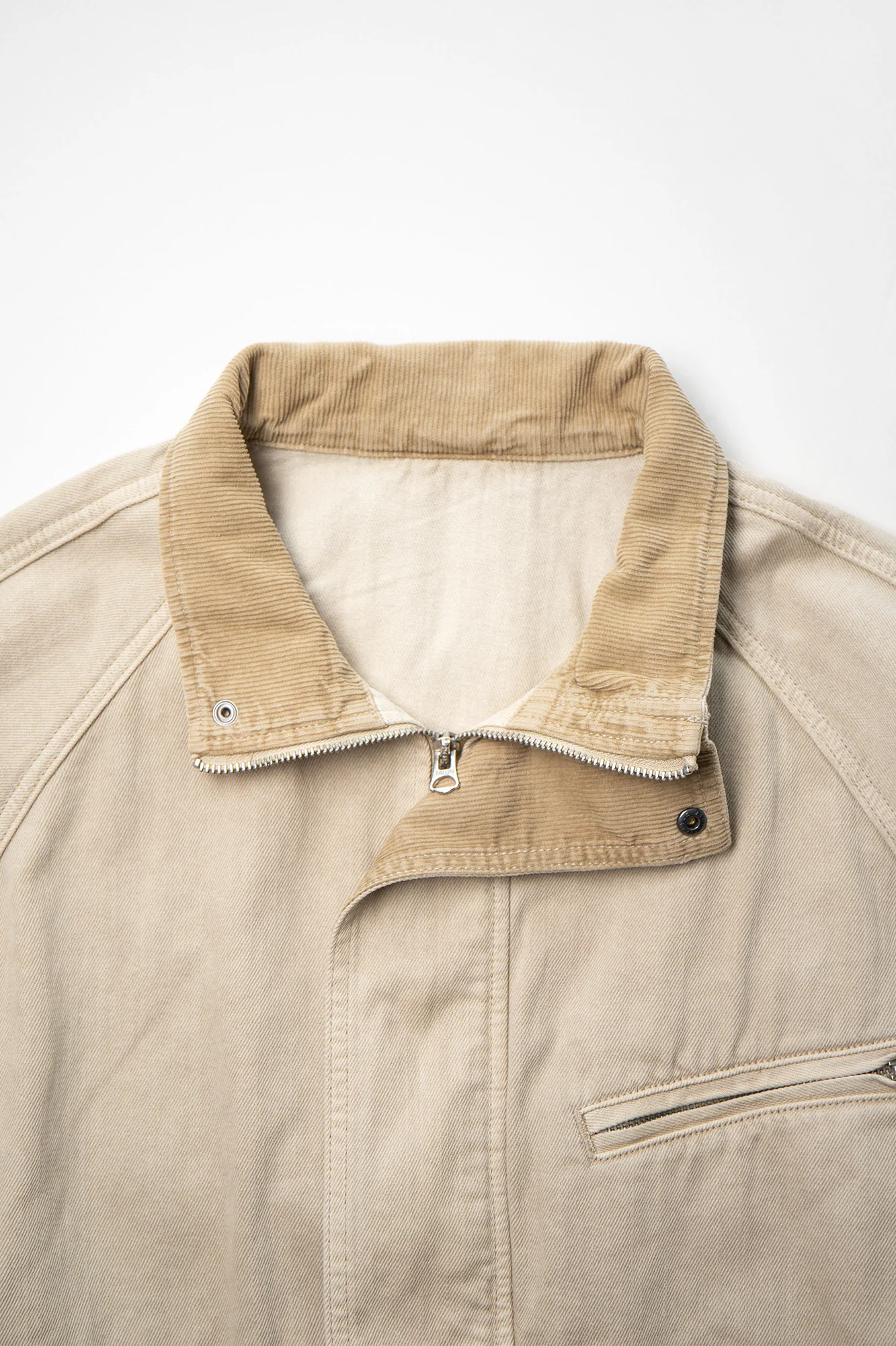 LEONSENSE Utility Raglan Stand-Collar Denim Jacket