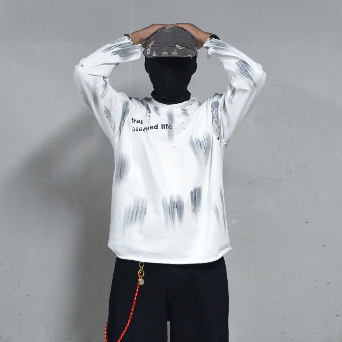 LUUUCAM Fragmented Life Distressed Brushstroke Tee