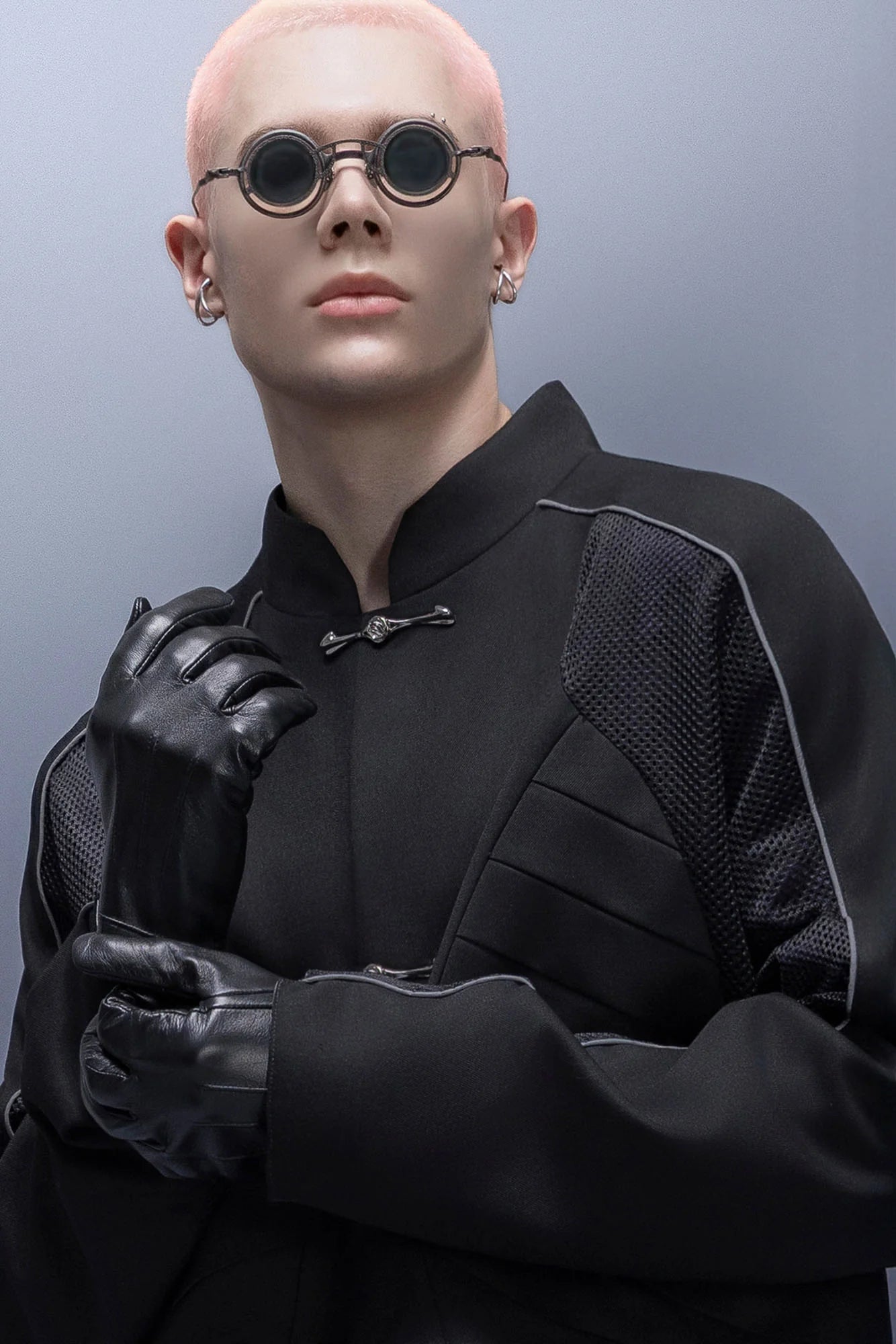 XIPHEVIL Tech Wool-Blend Mandarin Button-Up Jacket