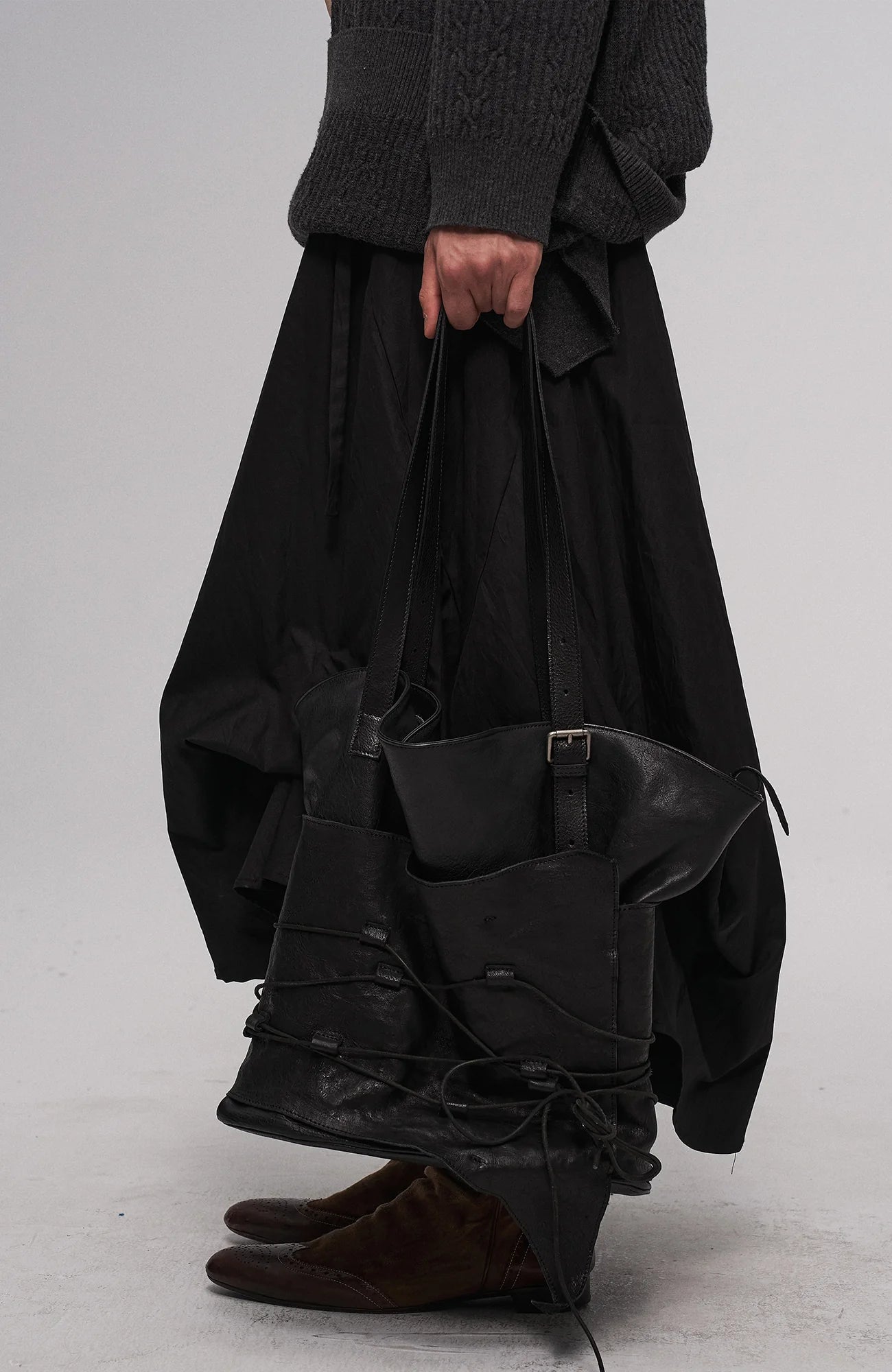 ILNya Nieternite Nifutur Lace-Cord Panel Washed Horsehide Tote