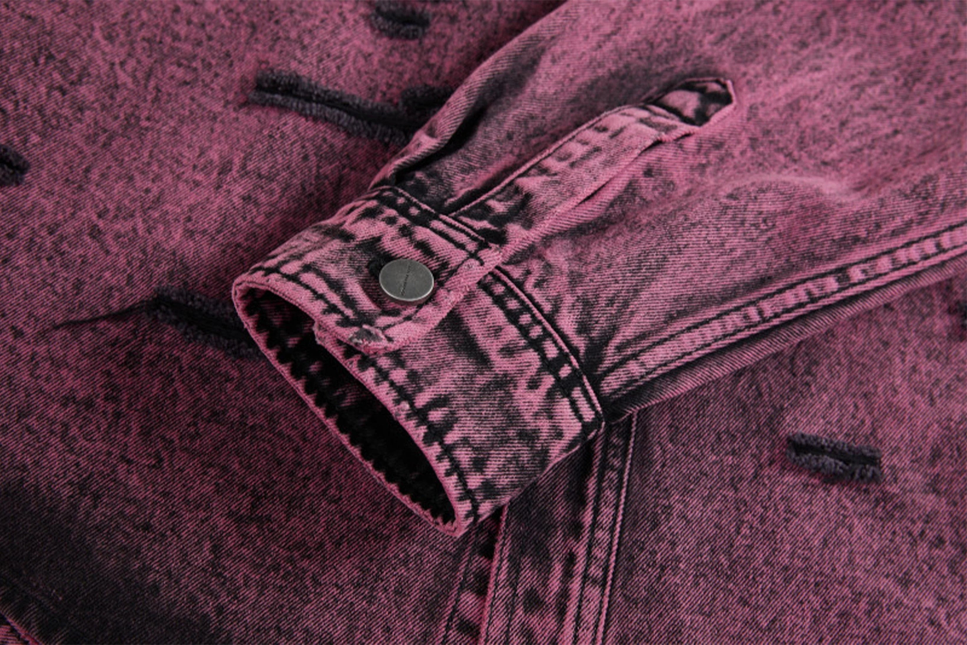 VANN VALRENCE Distressed Frayed Denim Shirt Jacket