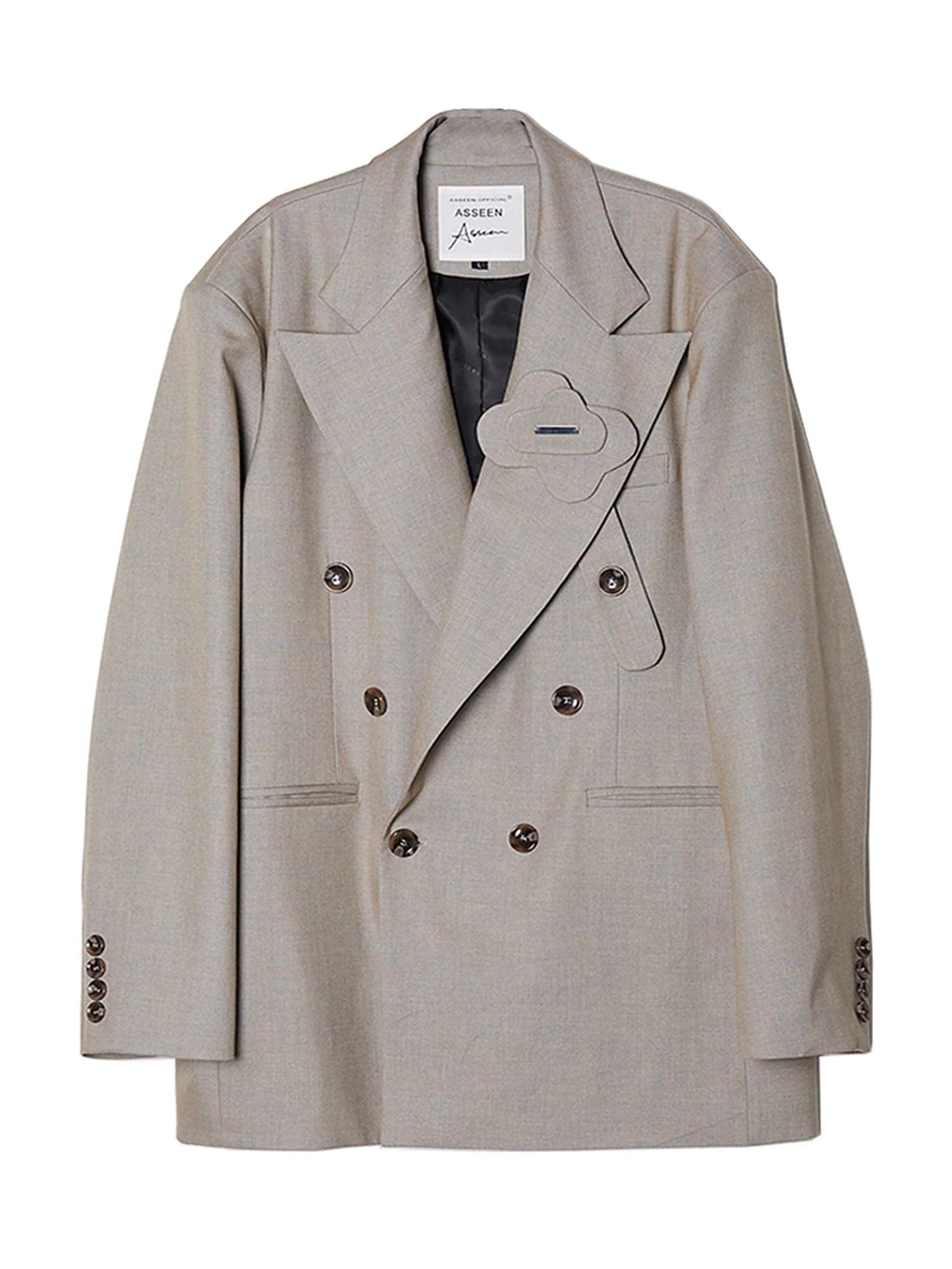ASSEEN Floral Patch Double-Breasted Blazer