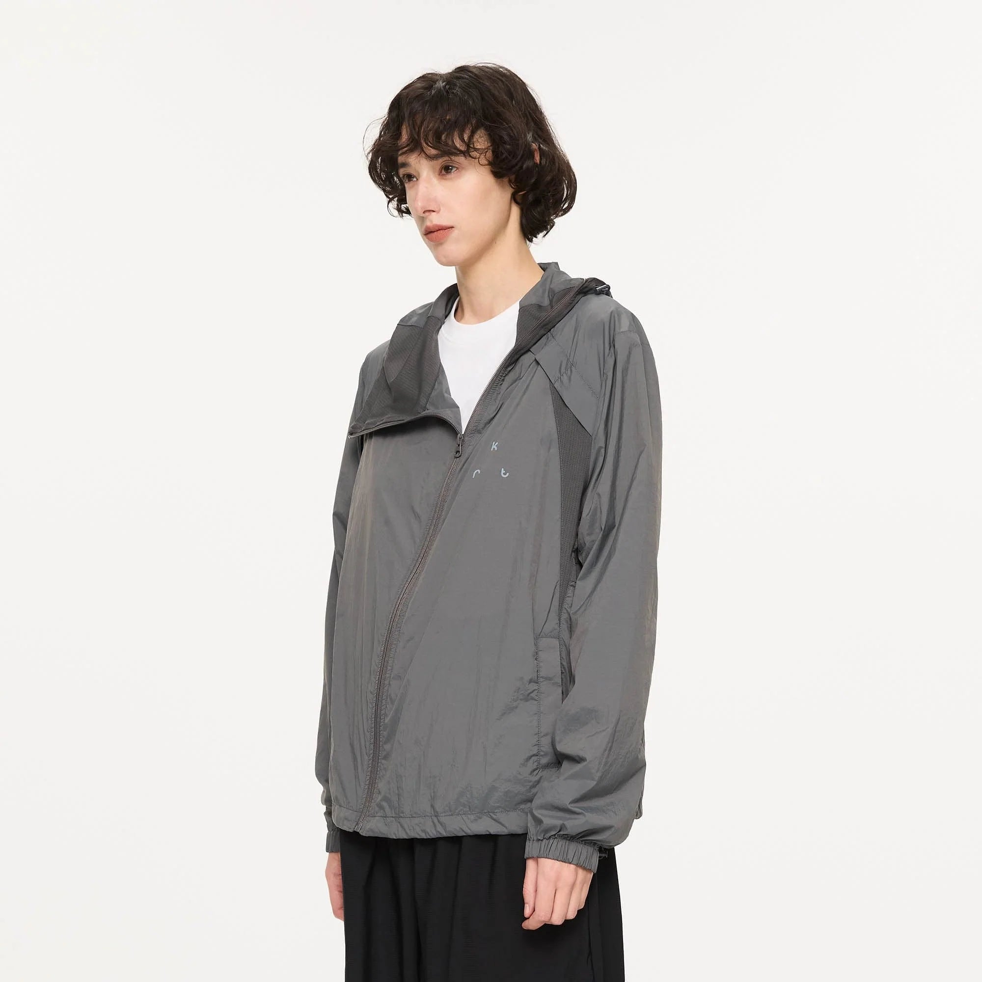 KREATE Asymmetrical Zip Mesh-Paneled UV Protection Hooded Jacket