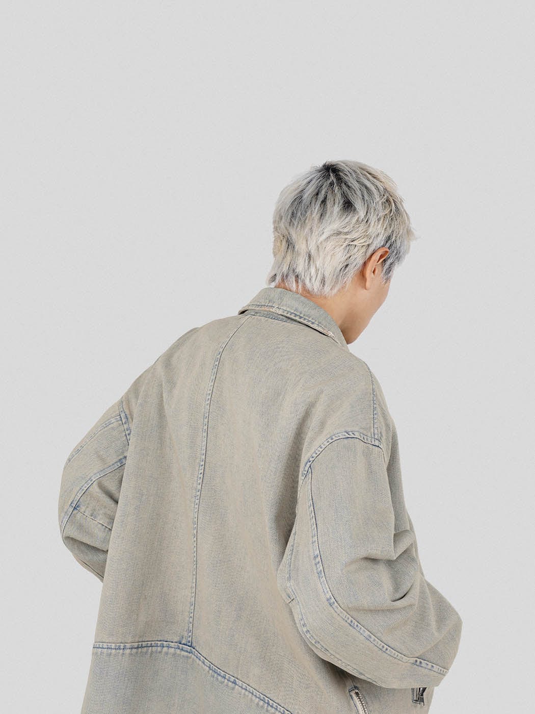 UNDERWATER Acid Wash Zipper Biker Jacket