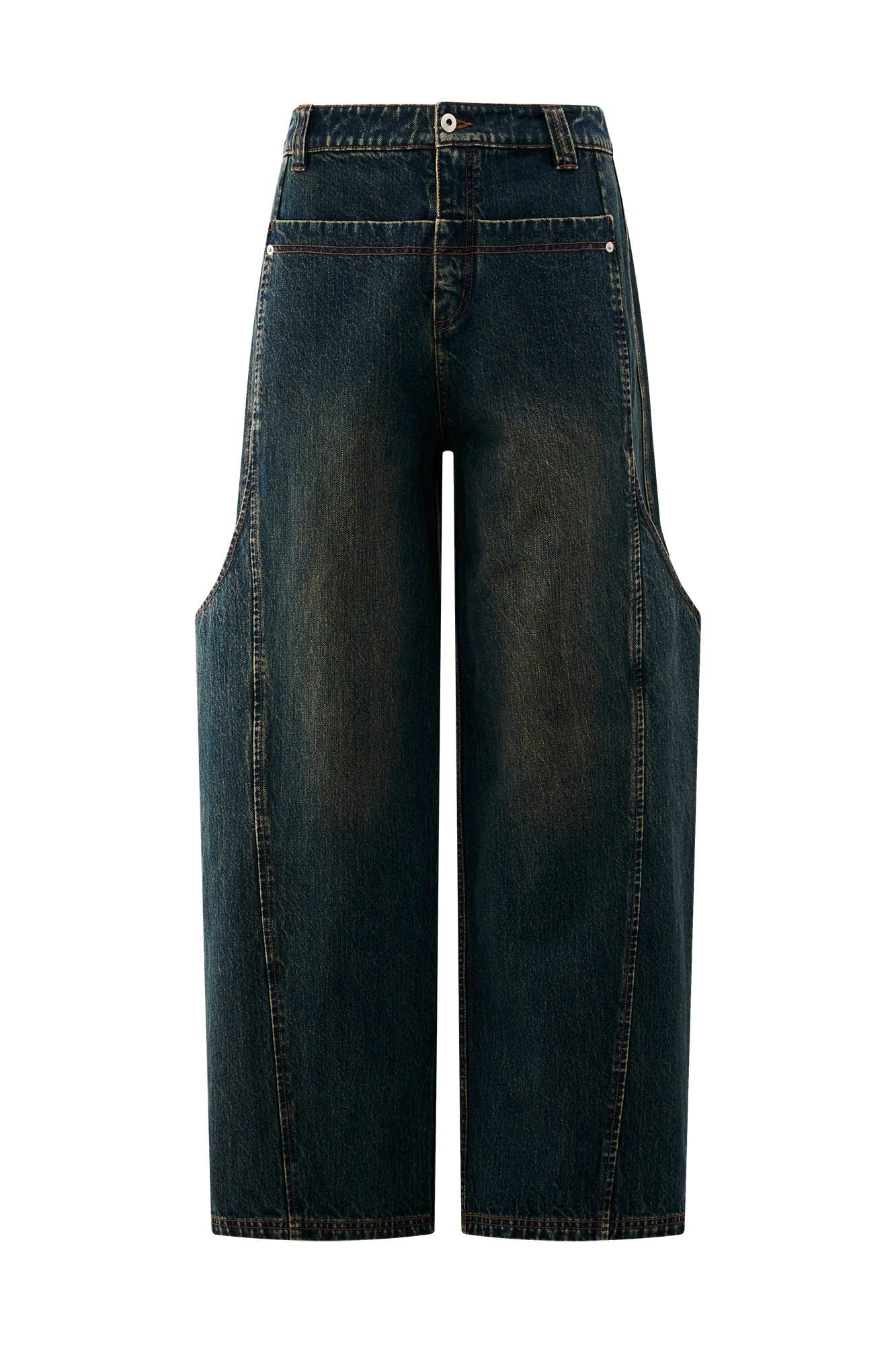 ORGANIC EMOTION Big-Pocket Paneled Wide-Leg Jeans