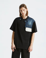 ORGANIC EMOTION Deconstructed Denim Shorts Spliced T-Shirt