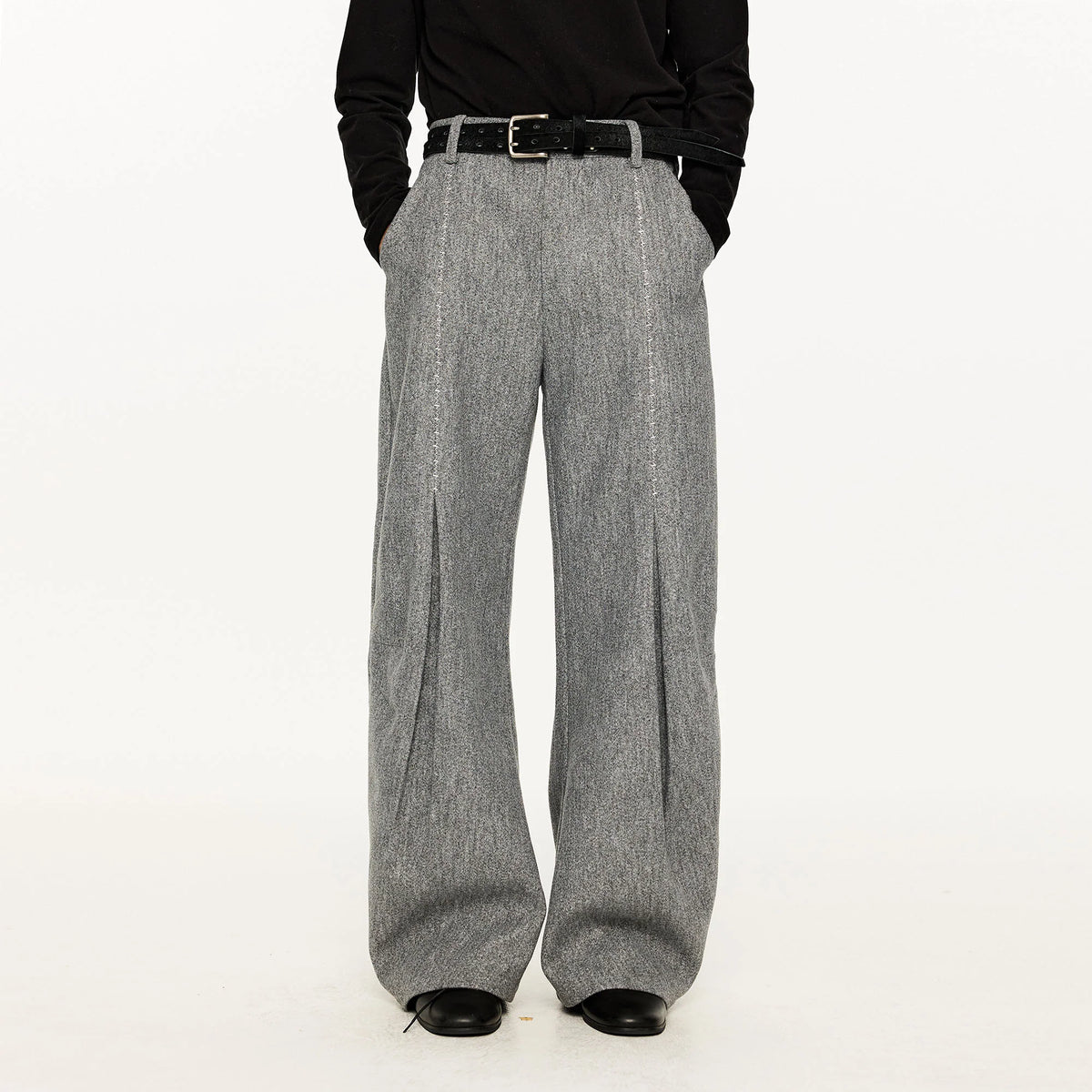 KREATE Middle Stitch Pleat Wide-Leg Trousers