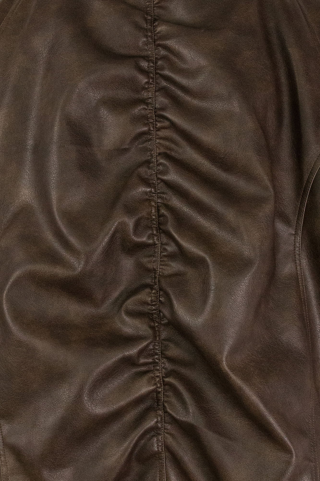 RELABEL Detachable Plush Scarf Ruched Hooded Jacket Brown