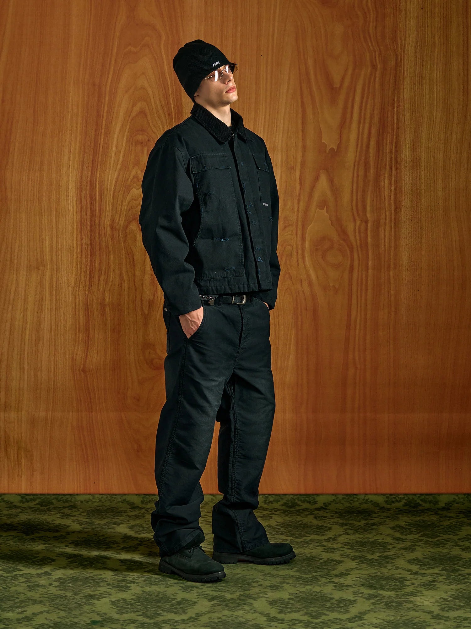 PMW Washed Distressed Corduroy-Collar Jacket