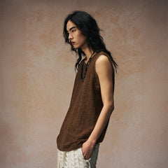 GONGHE REPUB Distressed Rib-Knit Vest
