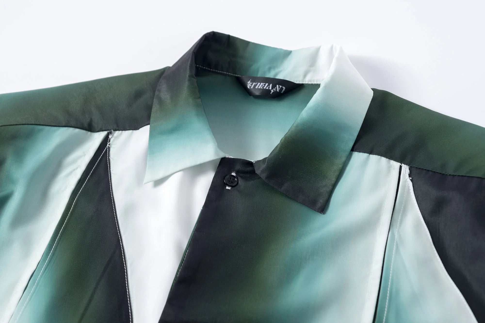TUIMU Gradient Geometry Panel Acetate Shirt