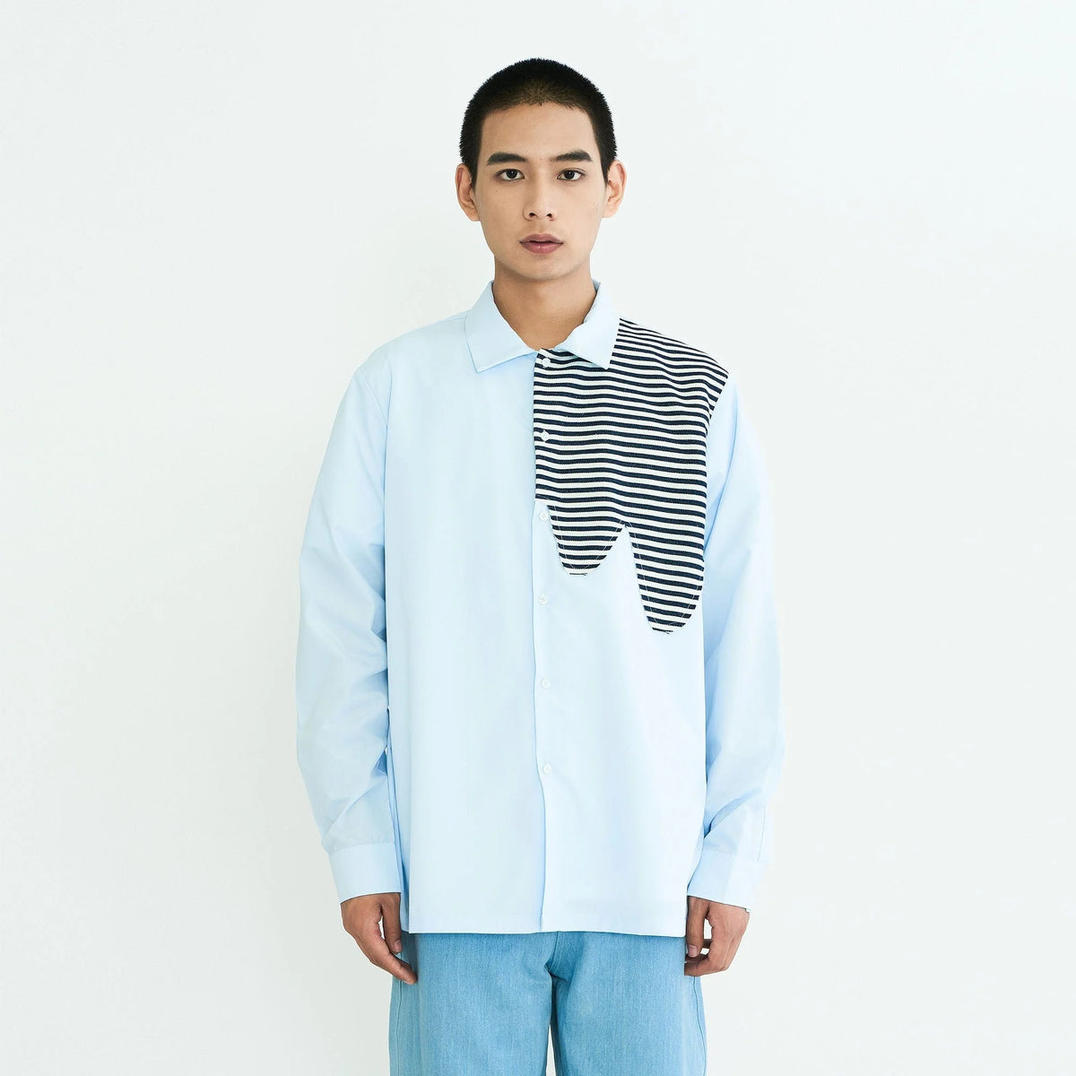 WIID Stripes Asymmetrical Patch Shirt
