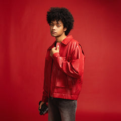 REDH Washed Faux Leather Cropped Blouson