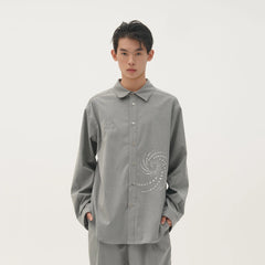 ORAL UTOPIA Spiral Embellished Wool-Blend Shirt