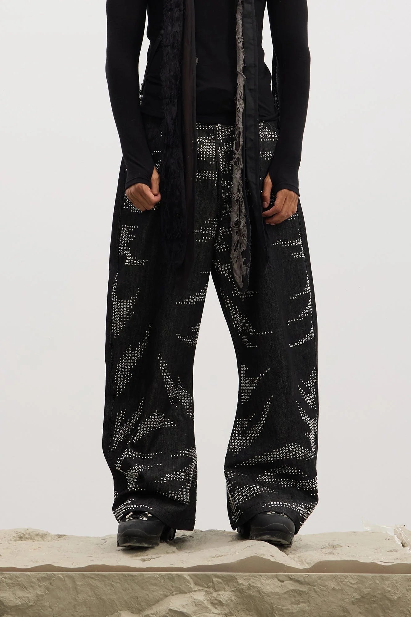 DND4DES Studded Tiger Stripe Baggy Jeans