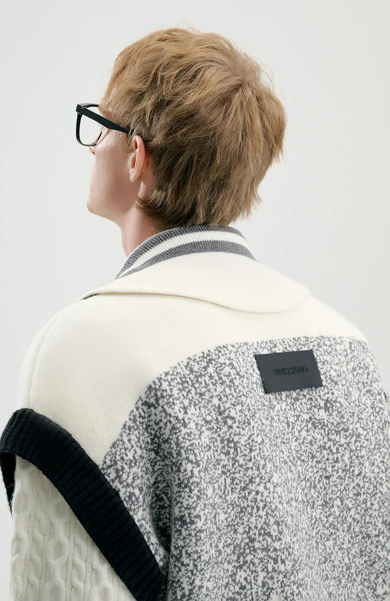 TIWILLTANG Asym Wrap Stripe-Collar Pullover