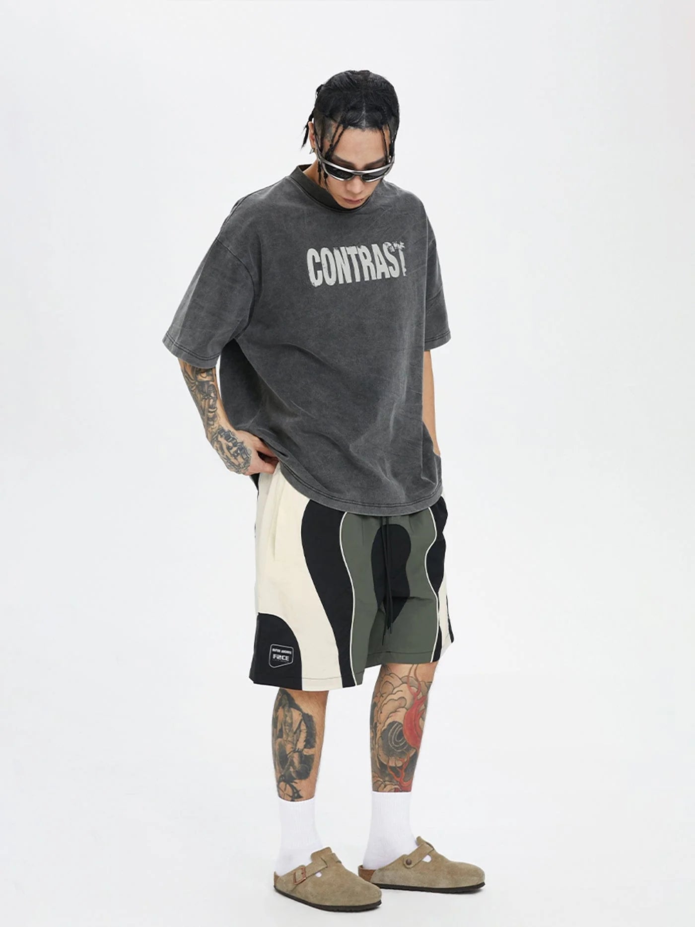 F2CE Spliced Color Block Logo Shorts