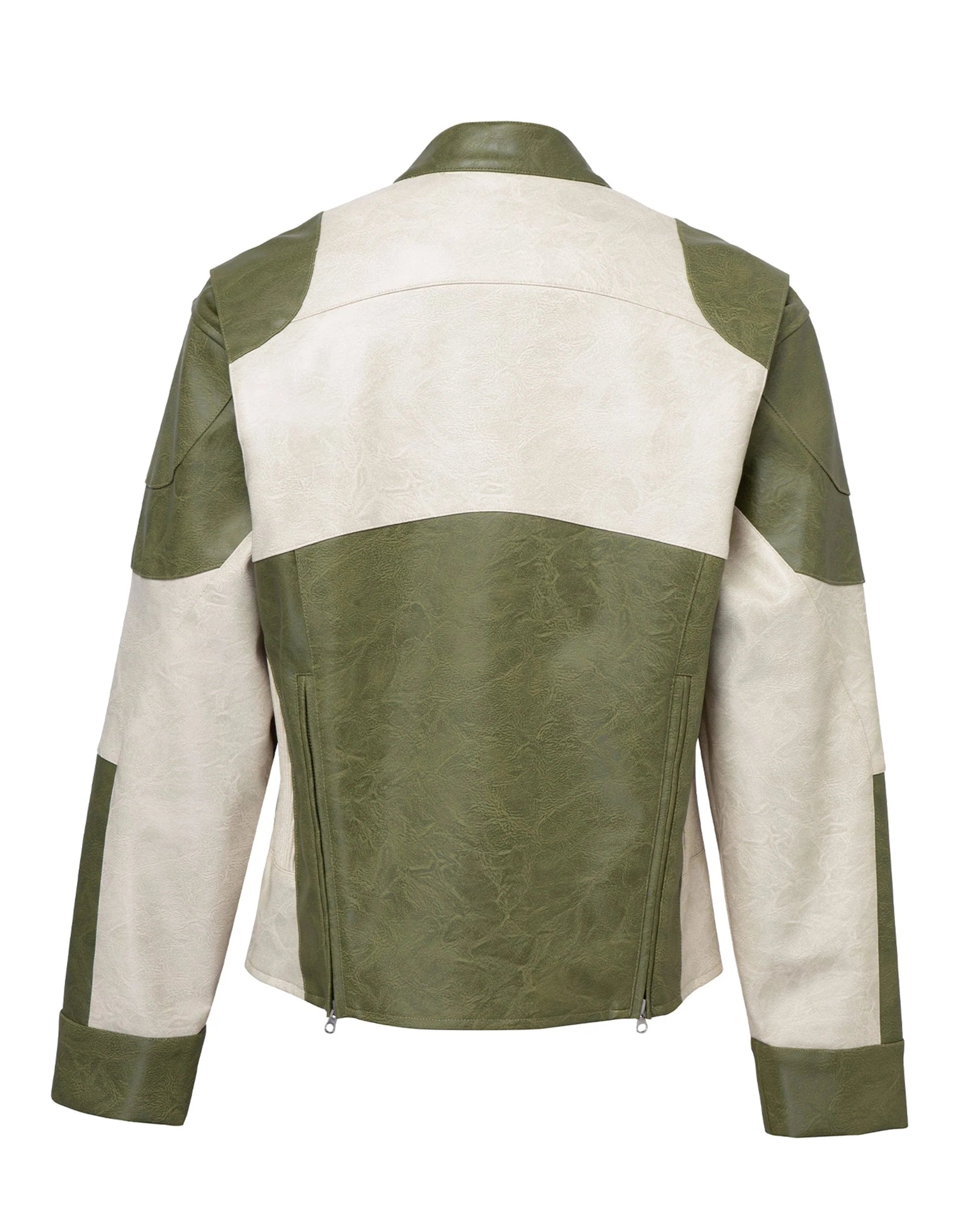 F2CE Modern Deconstructed Faux Leather Biker Jacket