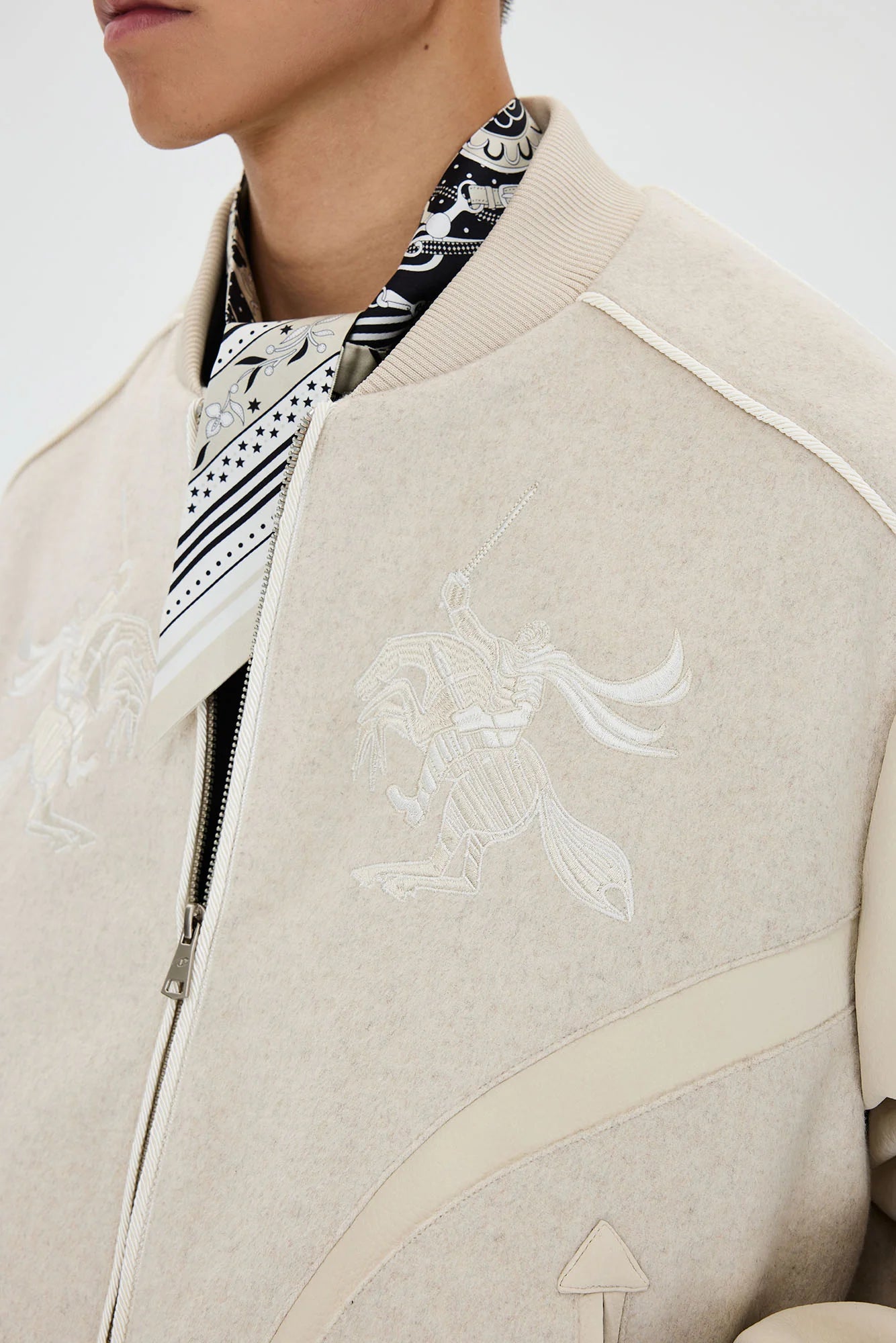 CATSSTAC Warrior Embroidered Panel Bomber Jacket