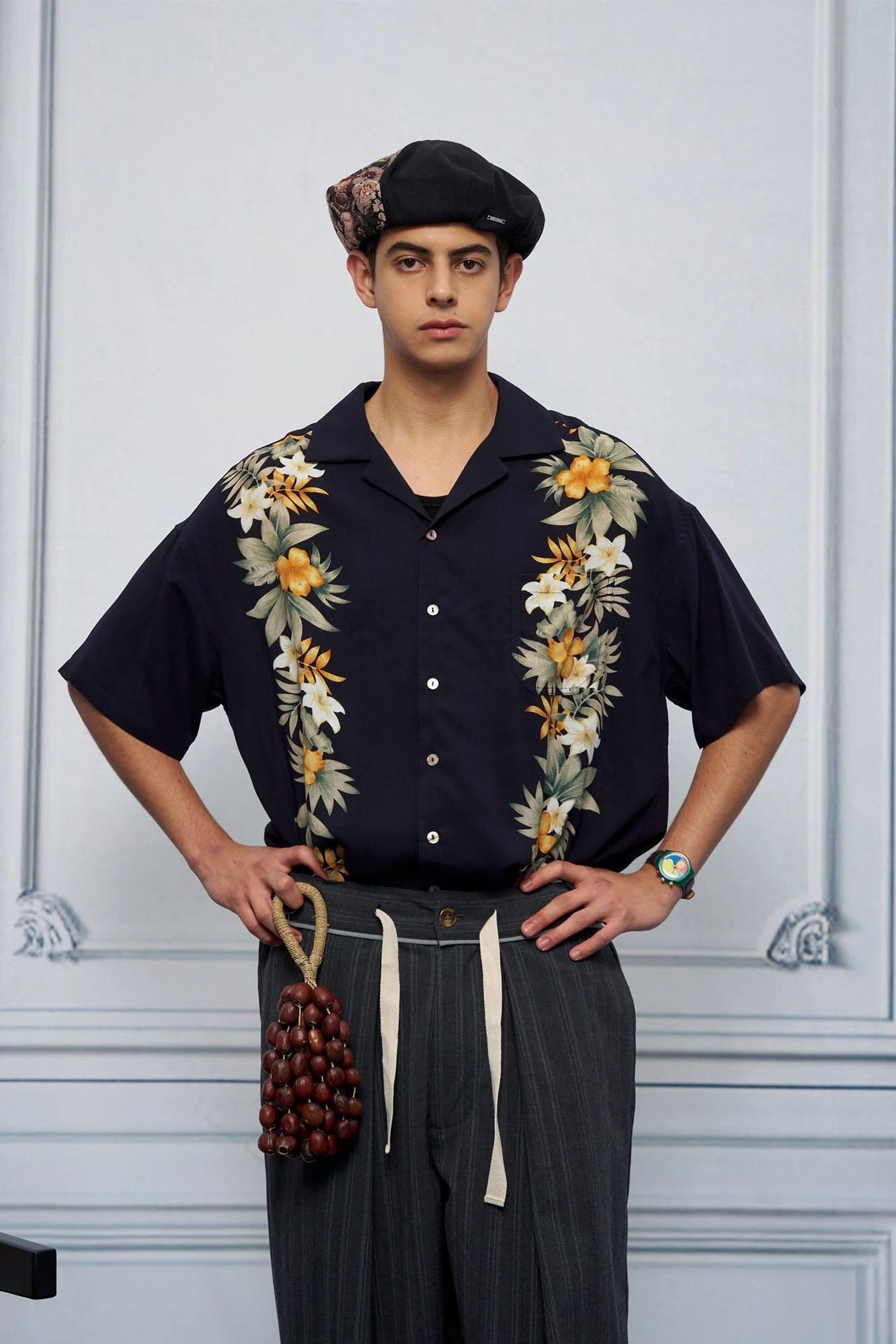 UNLIMITED MOTE Tropical Floral Cuban Hawaii Half Shirt