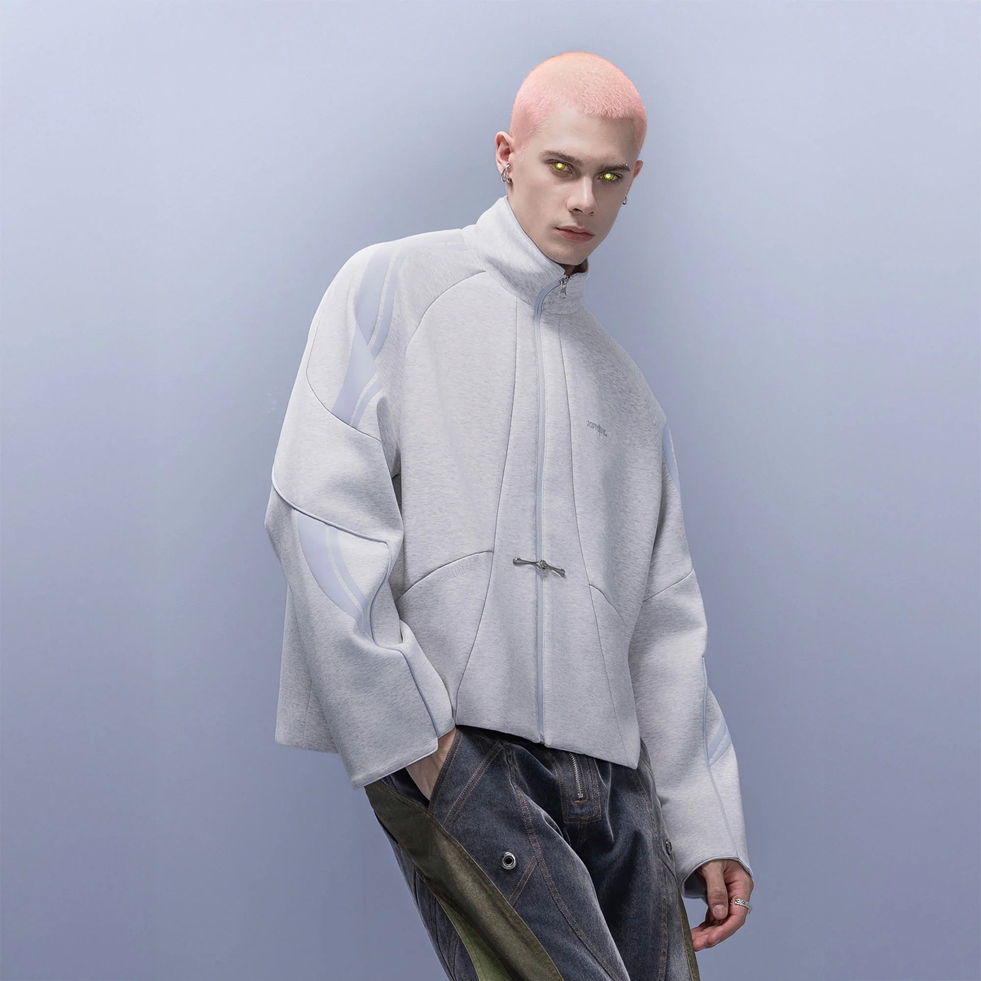 XIPHEVIL Contrast-Paneled Raglan Track Jacket White