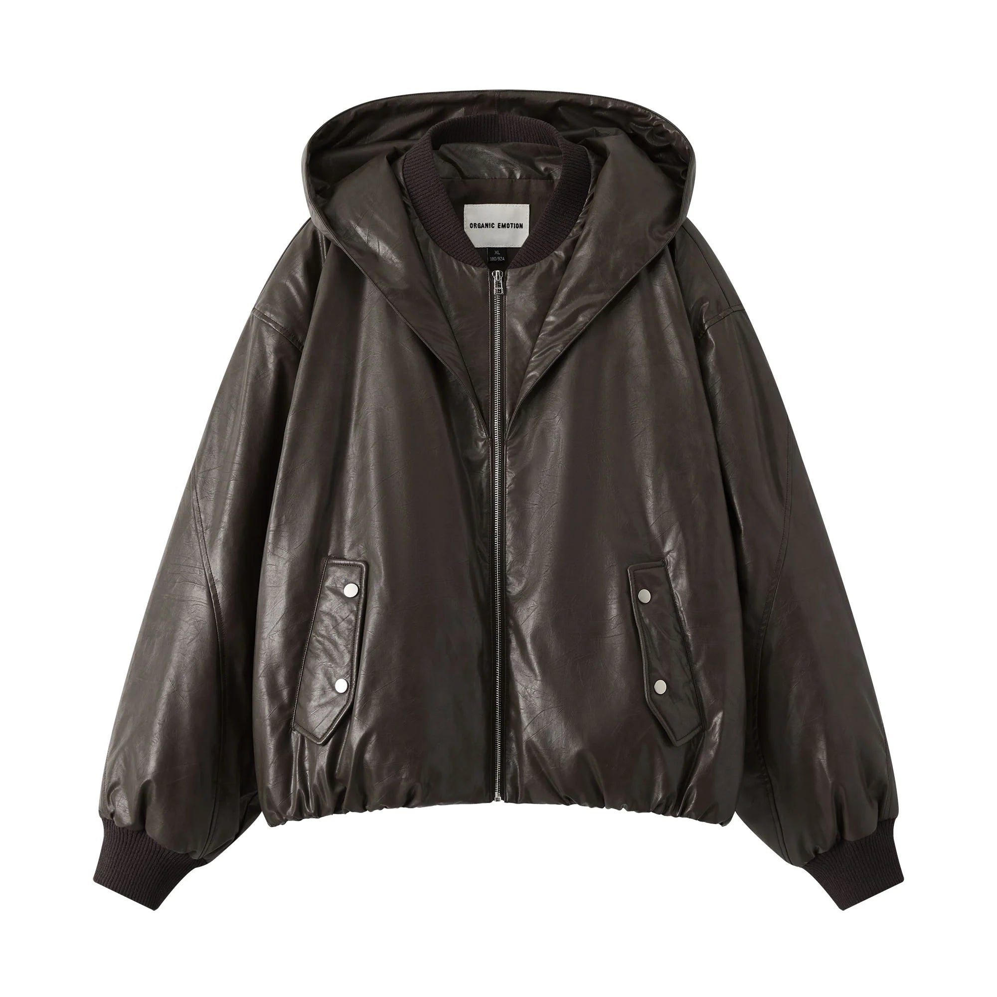ORGANIC EMOTION Deconstructed PU Oversized Puffer Jacket