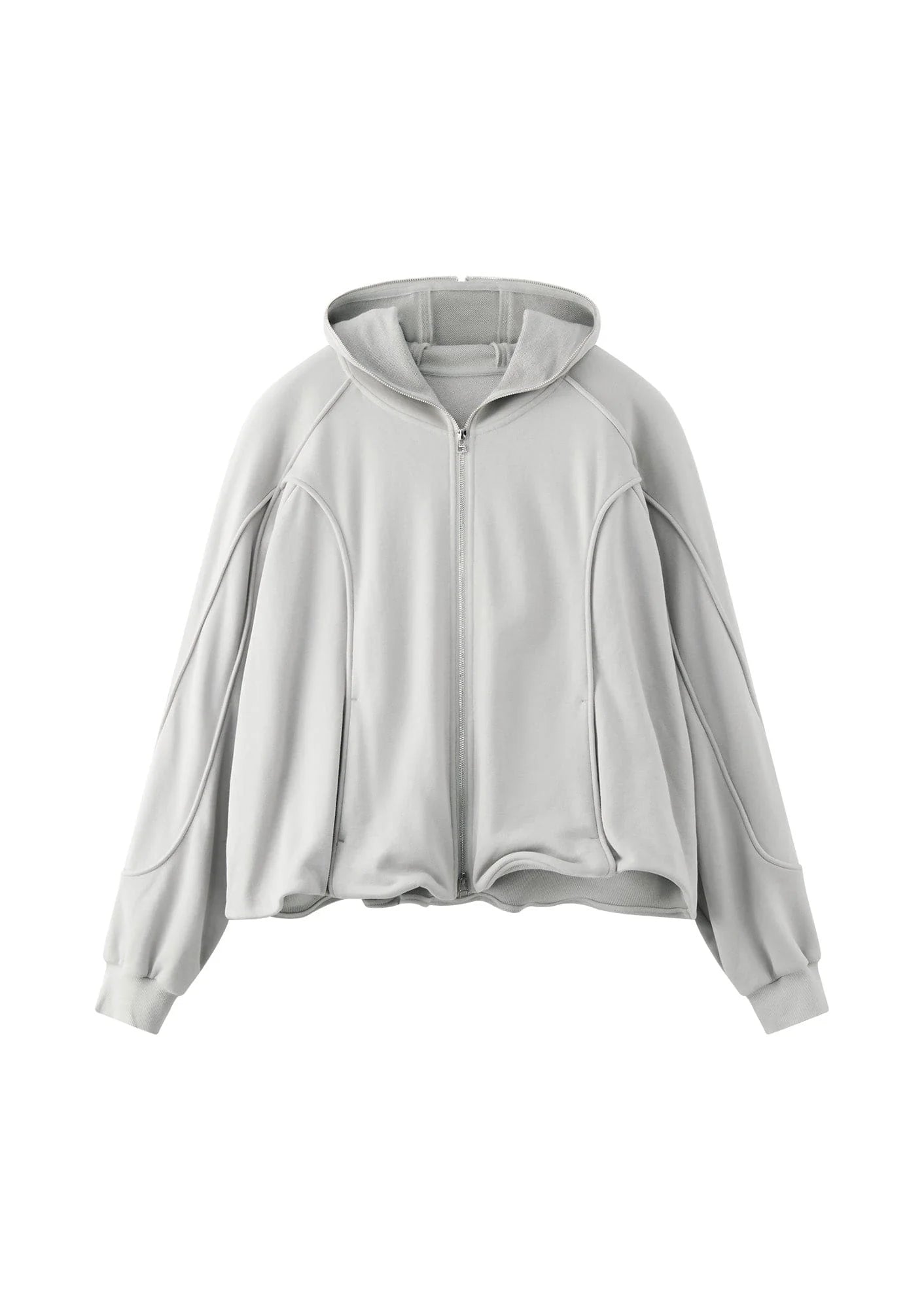 ORGANIC EMOTION Curved Panel Drawstring-Hem Zip-Up Hoodie