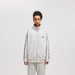 BONELESS Contrasted Striped Faux Suede Jacket