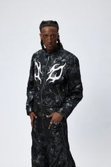 DND4DES Faux Leather Fire Motorcycle Jacket