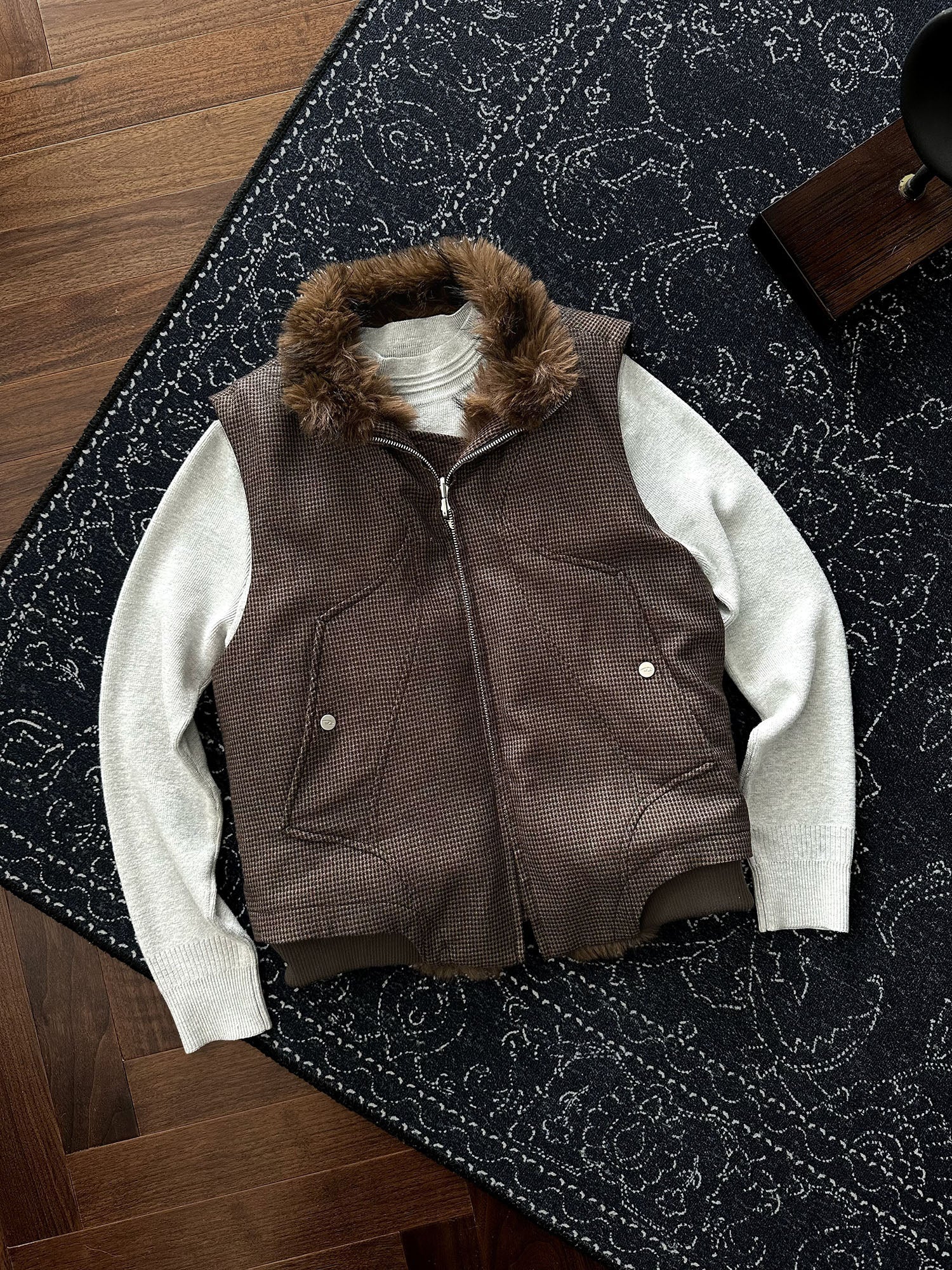 CATSSTAC Reversible Plaid Faux Fur Vest