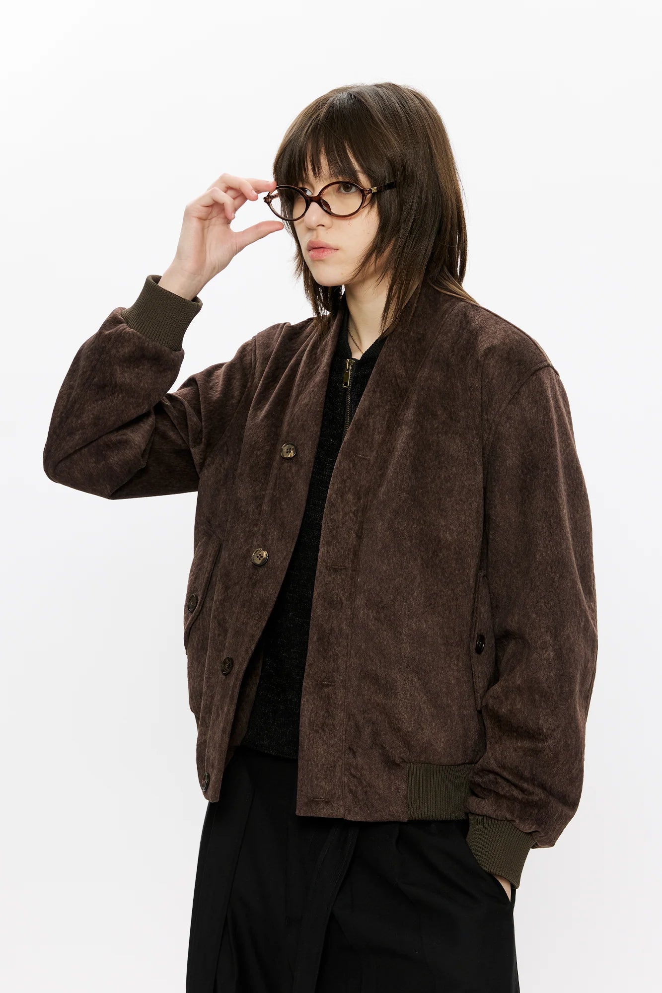 KREATE Faux Layered-Look V-Neck Jacket