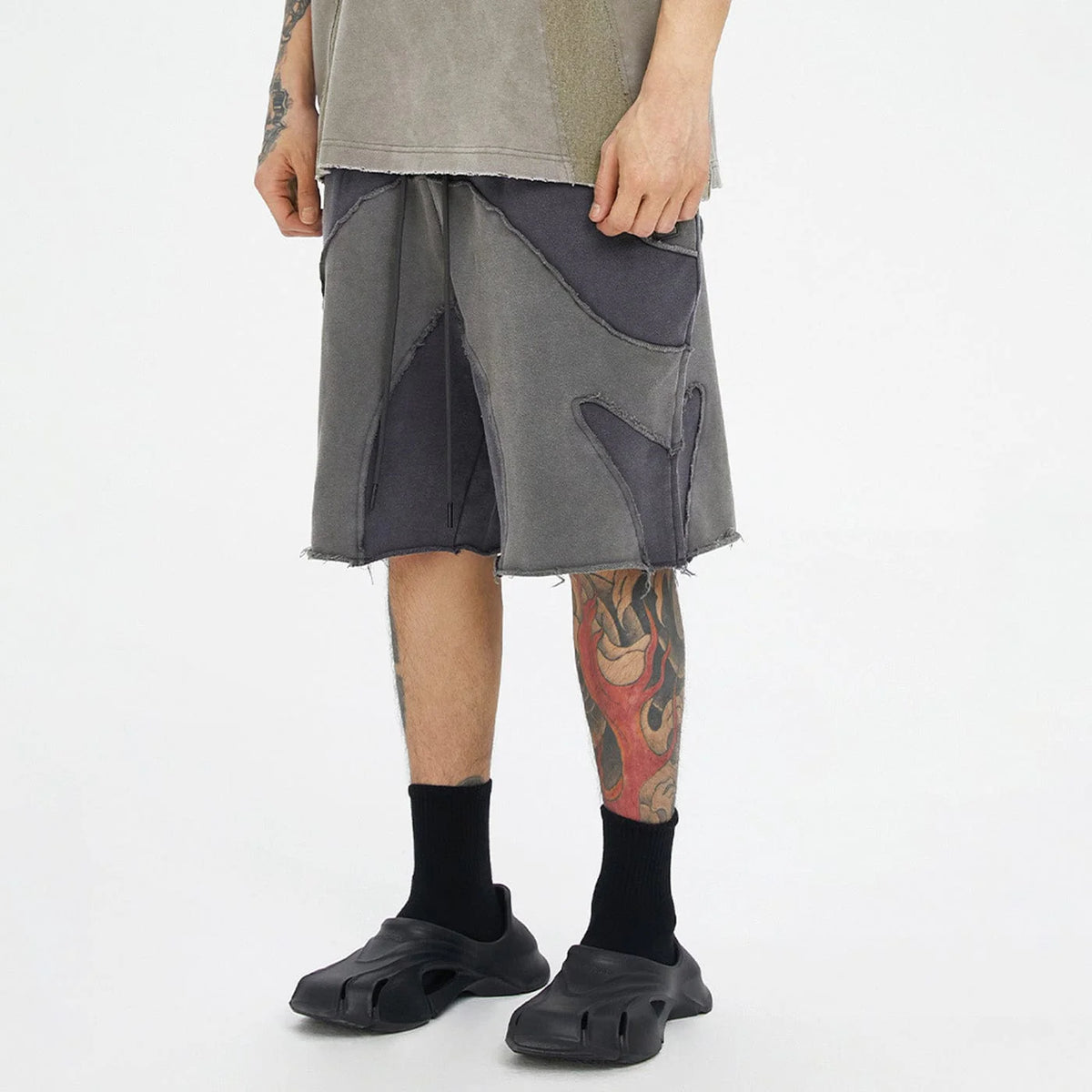 F2CE Distressed Spliced Shorts