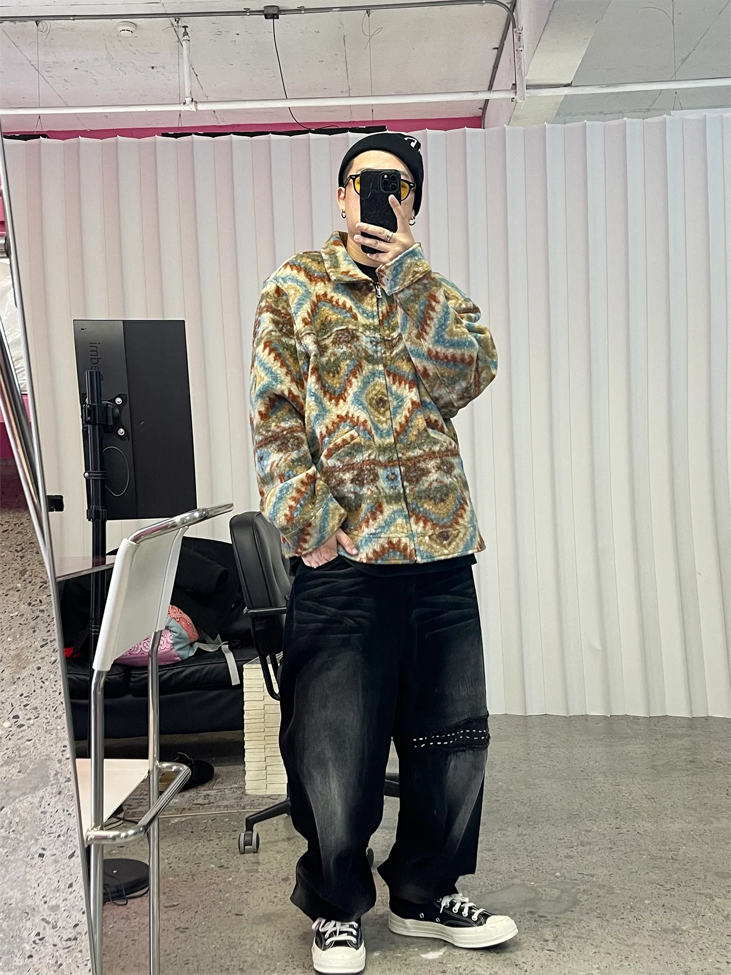 ME DA IGUAL Retro Tribal Jacquard Fleece Jacket