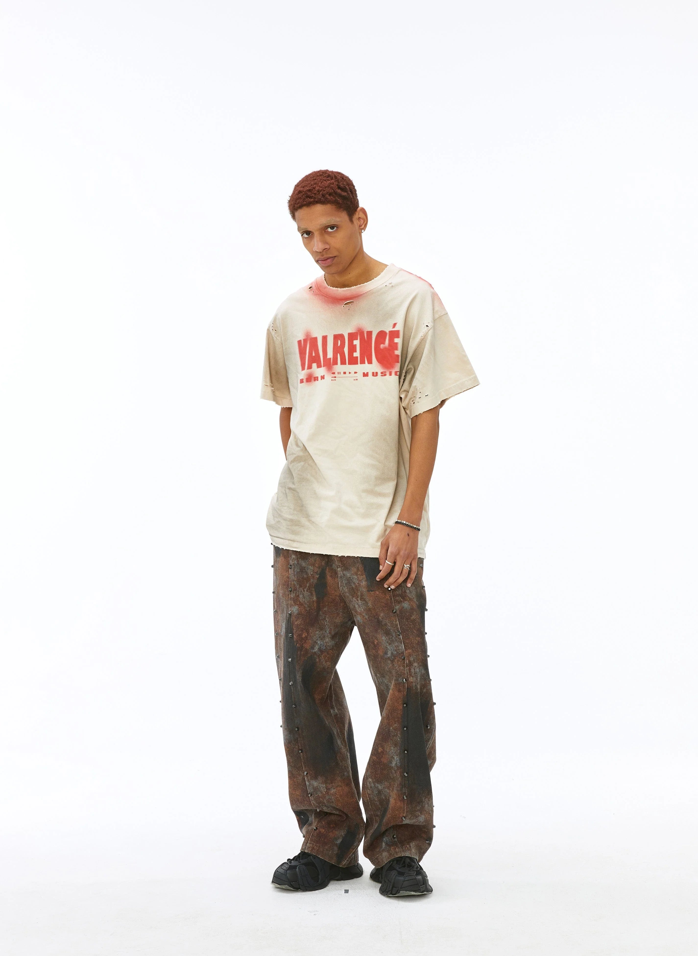 VANN VALRENCE Dirty Fit Studded Straight-Leg Jeans