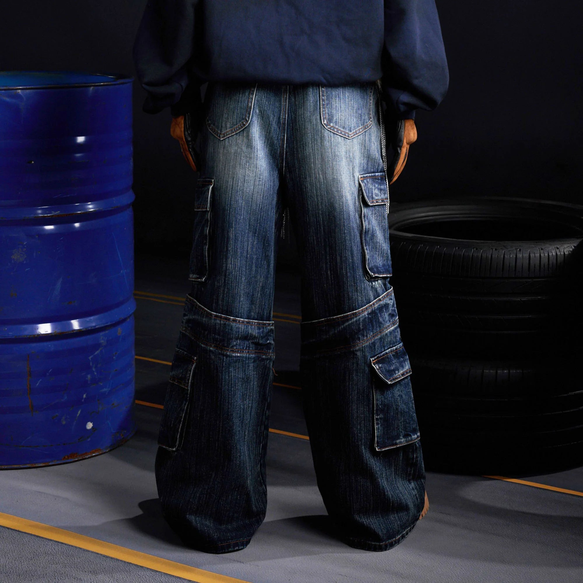 RECOVER ZONE Multi-Pocket Wide-Leg Utility Jeans