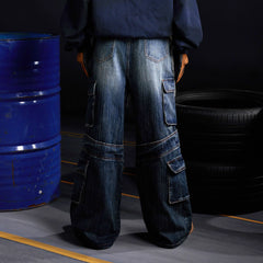 RECOVER ZONE Multi-Pocket Wide-Leg Utility Jeans