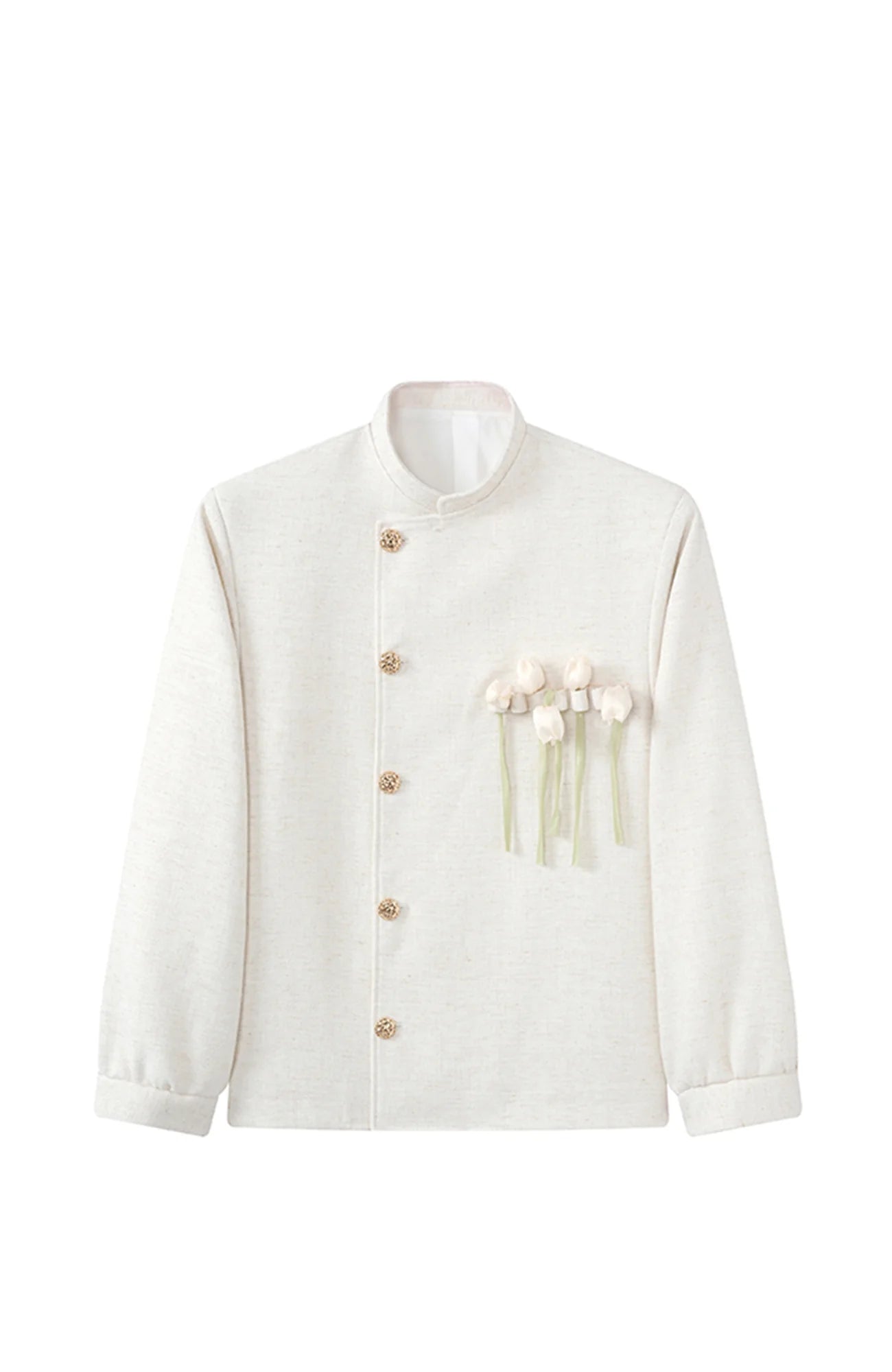 JIECHI Asym Placket Floral Embellished Blazer
